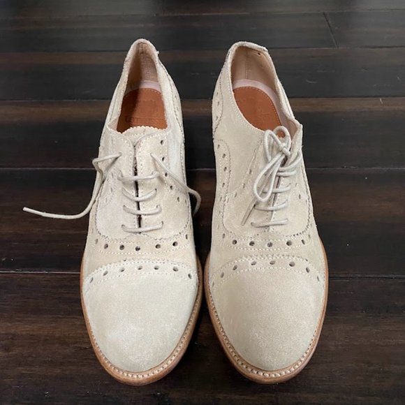 LOTTUSSE SUEDE LACE-UP Derby Oxford Brogues Beige EU 39 US 8.5 - Picture 3 of 11